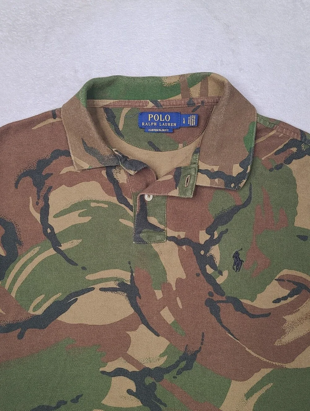 Polo Ralph Lauren Men’s Custom Slim Fit Camo Army Military Polo Shirt Large